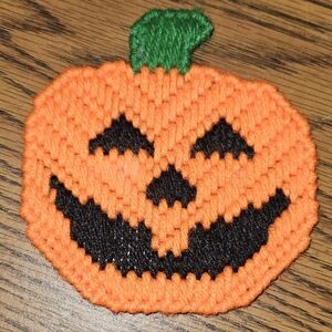 New Handmade Halloween Refrigerator Magnet Pumpkin Vintage Plastic Canvas